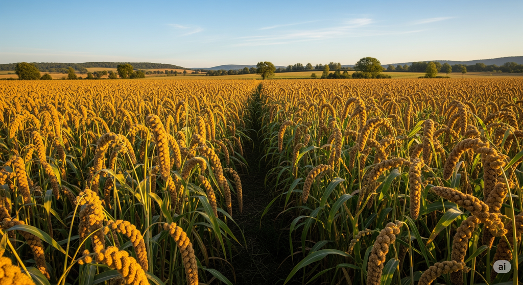 A vast field of millet crops
